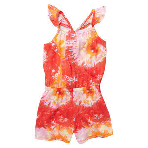 Harper Canyon Girl's Ruffle Romper Orange Vibrant Tie Dye Size 5